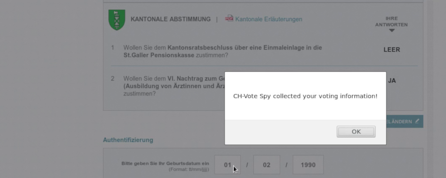 Verletzung Stimmgeheimnis E-Voting SG